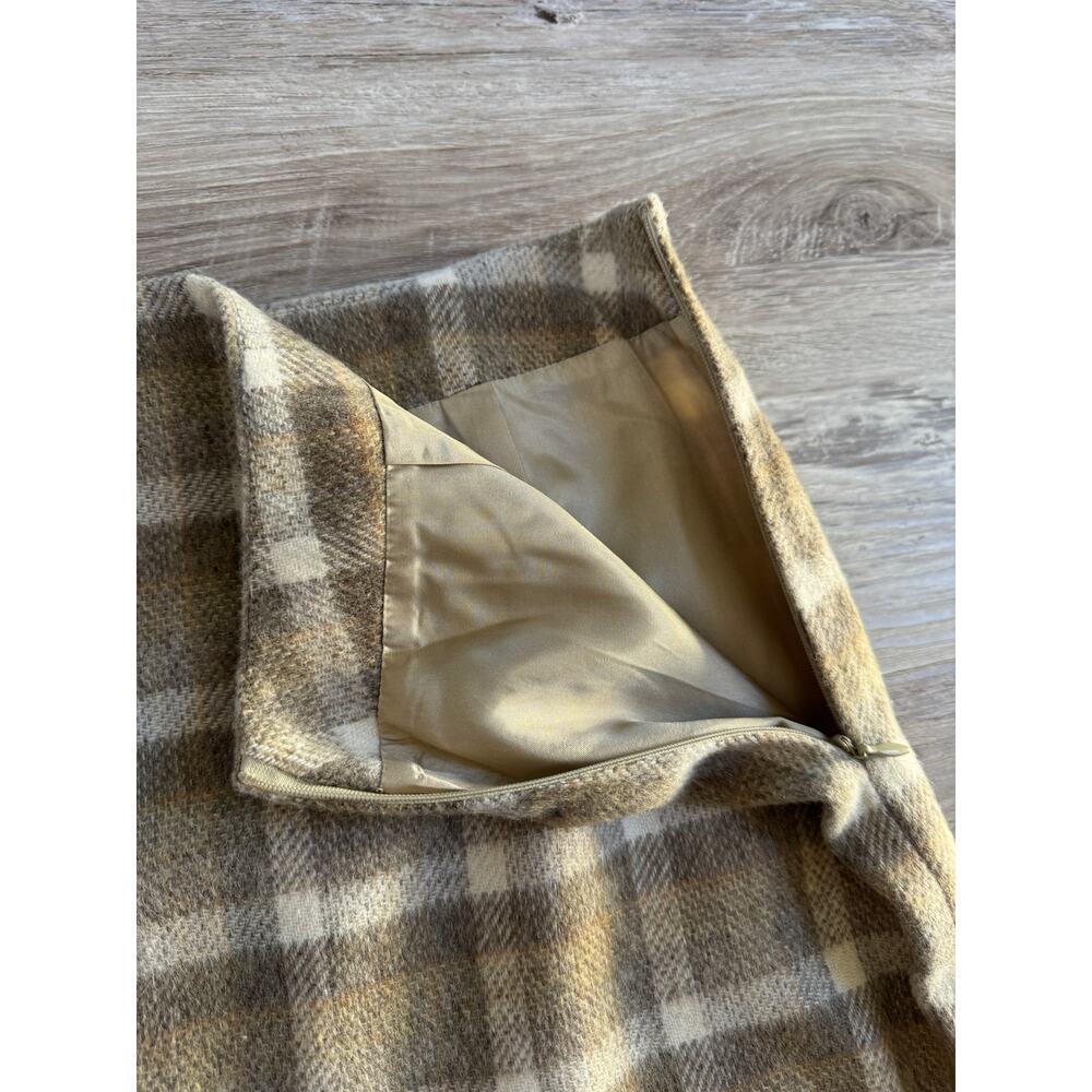 Vintage 90s Rena Rowan Wool Plaid Maxi Pencil Skirt Dark Academia Preppy Fall 8 - Picture 4 of 7